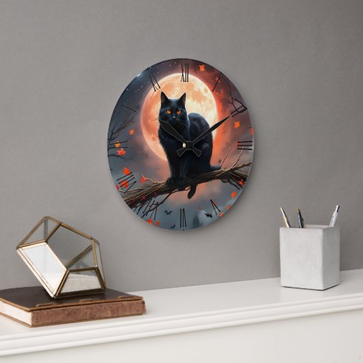 Enge Halloween Black Cat maanlicht, Grote Klok (Kantoor)