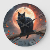 Enge Halloween Black Cat maanlicht, Grote Klok (Voorkant)