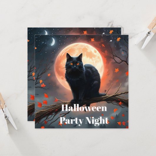 Enge Halloween Black Cat maanlicht, Kaart (Voorkant / Achterkant in situ)