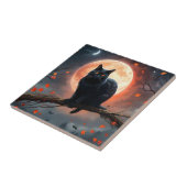 Enge Halloween Black Cat maanlicht, Tegeltje (Zijkant)