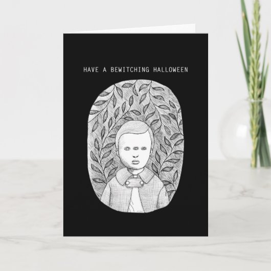 Enge Halloween Boy griezelige Horror Art Groet Kaart (Voorkant)