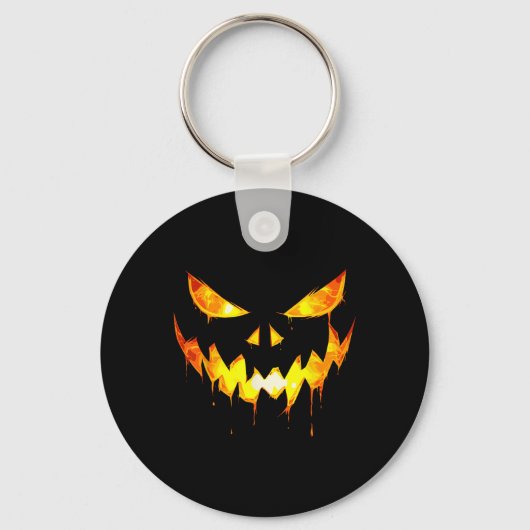 Enge Halloween Boys Face Pumpkin Jack O Lantern M Sleutelhanger (Voorkant)