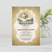 enge Halloween feest gebroken schedel uitnodiginge Kaart (Staand voorkant)