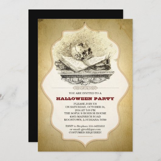 enge Halloween feest gebroken schedel uitnodiginge Kaart (Voorkant / Achterkant)