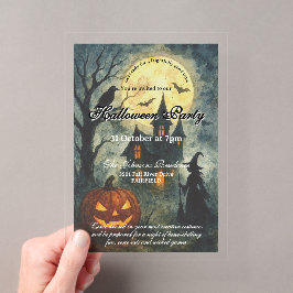 Enge Halloween-feest - Spookhuis & Pompoen Acryl Uitnodigingen