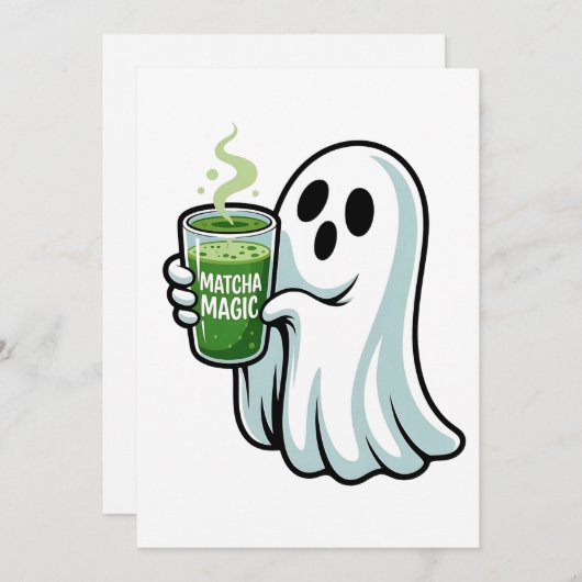 Enge Halloween Geest Drinkt Matcha Drank Feestdagenkaart (Voorkant / Achterkant)