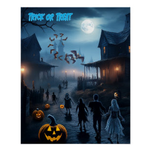 Enge Halloween Geheime Stad Trick or Treat Perfect Poster