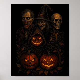 Enge Halloween Griezelige Pompoen Enge Heks Zombie Poster