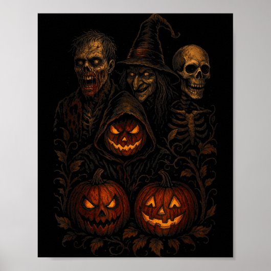 Enge Halloween Griezelige Pompoen Enge Heks Zombie Poster (Voorkant)