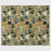 Enge Halloween Groen Cadeaupapier (Vlak)
