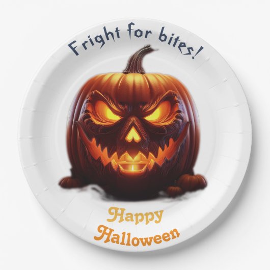 Enge Halloween Jack-O-Lantern Papieren Bordje (Voorkant)