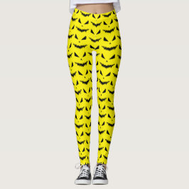 Enge Halloween Jack OLantern zwart gezicht geel Leggings