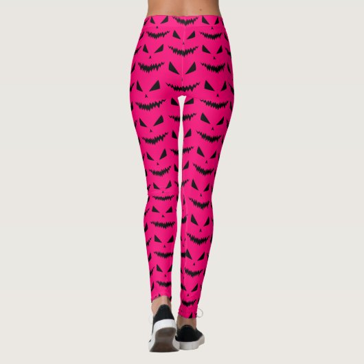 Enge Halloween Jack OLantern zwart gezicht heet ro Leggings (Achterkant)