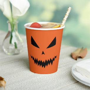 Enge Halloween Jack OLantern zwart gezicht oranje Papieren Bekers