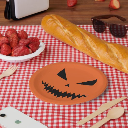 Enge Halloween Jack OLantern zwart gezicht sinaasa Papieren Bordje (Picknick)