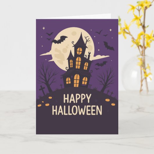 Enge Halloween Kaart (Gele Bloem)