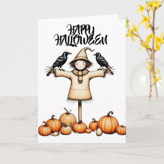 Enge Halloween Kaart (Gele Bloem)