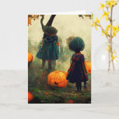 Enge Halloween Kaart (Gele Bloem)