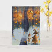Enge Halloween Kaart (Gele Bloem)