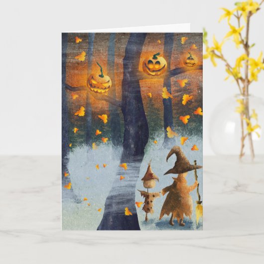 Enge Halloween Kaart (Gele Bloem)