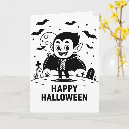 Enge Halloween Kaart (Gele Bloem)