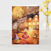 Enge Halloween Kaart (Gele Bloem)