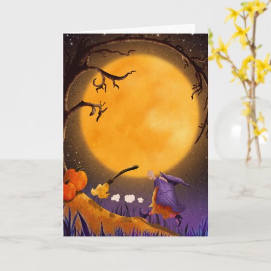 Enge Halloween Kaart (Gele Bloem)