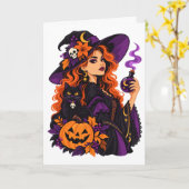Enge Halloween Kaart (Gele Bloem)