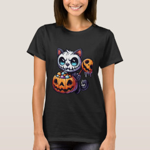Enge Halloween Kat Geest Griezeld Zakje 2 T-shirt