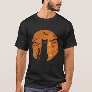 Enge Halloween Kattenkostuum Retro Zwart Ca T-shirt