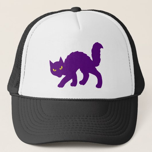 Enge Halloween Kitty Kat Griezelijk Kwaadaardig Trucker Pet (Voorkant)