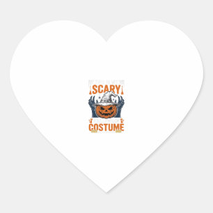 Enge Halloween Kostuum Pompoen Heksenhoed Shirt_1 Hart Sticker