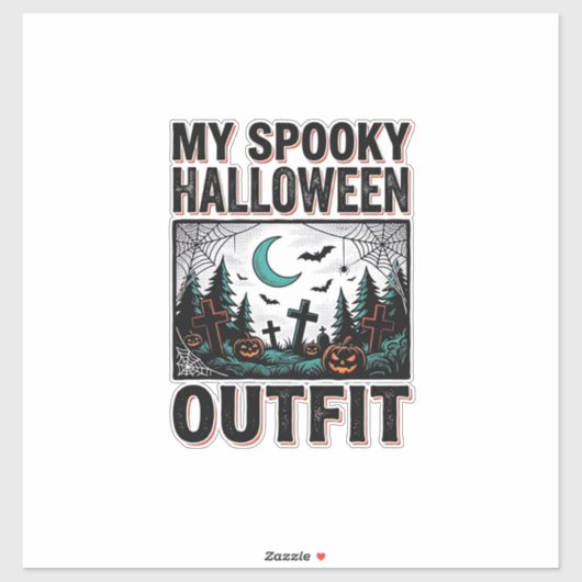 Enge Halloween-kostuum vintage begraafplaats T-shi Sticker (Vel)