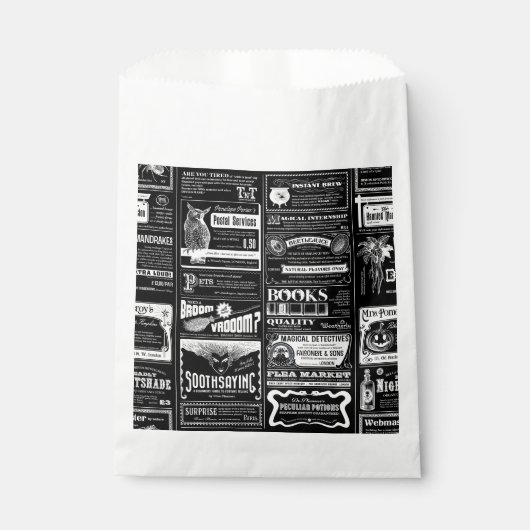 enge halloween krant antiek zwart bedankzakje (Voorkant)