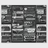 enge halloween krant antiek zwart cadeaupapier (Vlak)