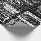 enge halloween krant antiek zwart cadeaupapier (Hoek)