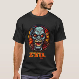 Enge Halloween kwaadaardige dader beangstigend gri T-shirt