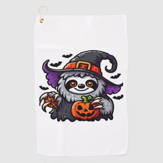 Enge Halloween Luiaard Heks Pet Kostuum Spooky Zee Golfhanddoek (Voorkant)