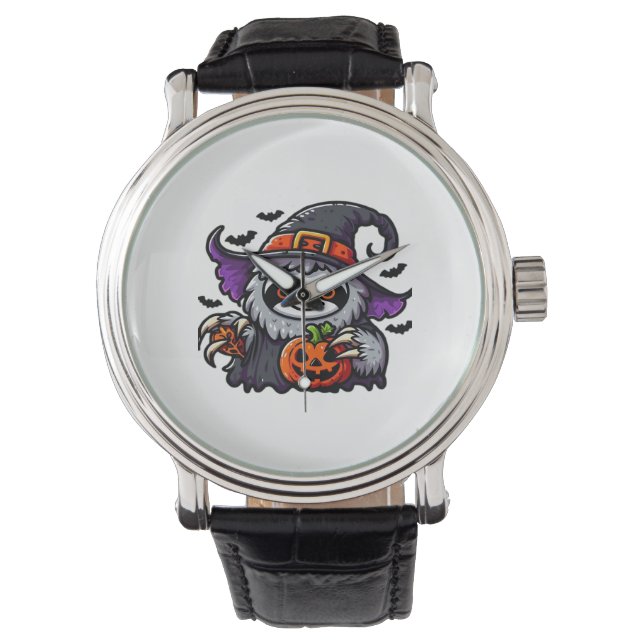 Enge Halloween Luiaard Heks Pet Kostuum Spooky Zee Horloge (Voorkant)