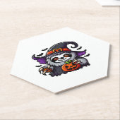 Enge Halloween Luiaard Heks Pet Kostuum Spooky Zee Kartonnen Onderzetters (Schuin)