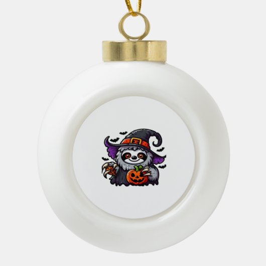 Enge Halloween Luiaard Heks Pet Kostuum Spooky Zee Keramische Bal Ornament (Voorkant)