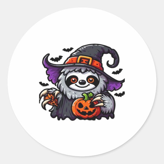 Enge Halloween Luiaard Heks Pet Kostuum Spooky Zee Ronde Sticker (Voorkant)