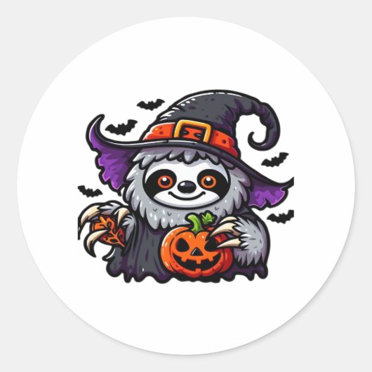Enge Halloween Luiaard Heks Pet Kostuum Spooky Zee Ronde Sticker (Voorkant)