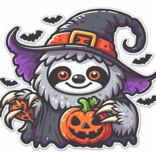 Enge Halloween Luiaard Heks Pet Kostuum Spooky Zee Sticker (Voorkant)