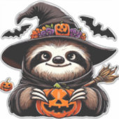 Enge Halloween Luiaard Heks Pet Kostuum Spooky Zee Sticker (Voorkant)