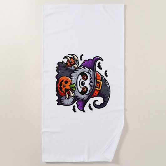 Enge Halloween Luiaard Heks Pet Kostuum Spooky Zee Strandlaken (Voorkant)