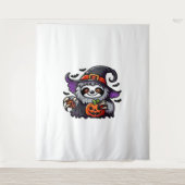 Enge Halloween Luiaard Heks Pet Kostuum Spooky Zee Wandkleed (Voorkant)