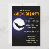 Enge Halloween maan en vleermuis Kaart (Voorkant)