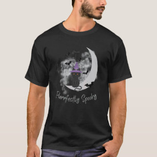 Enge Halloween Maan Zwarte Kat T-shirt