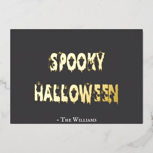 Enge Halloween met Moppige Geesten Folie Uitnodiging (Voorkant)